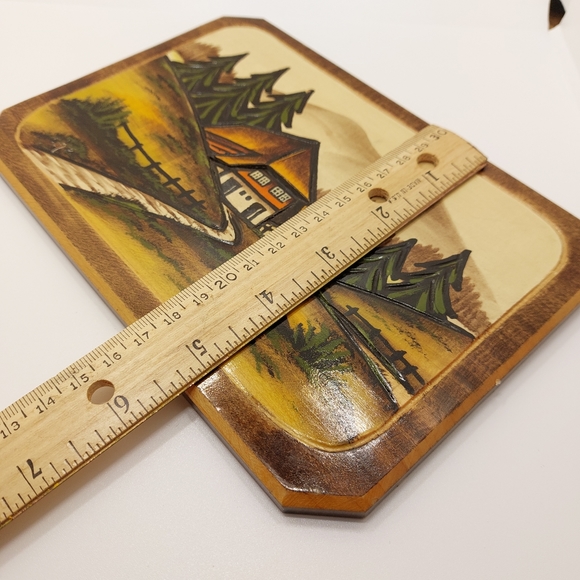 Decorative Hand Carved Wooden Plaque Cabin in the Woods - Picture 5 of 6